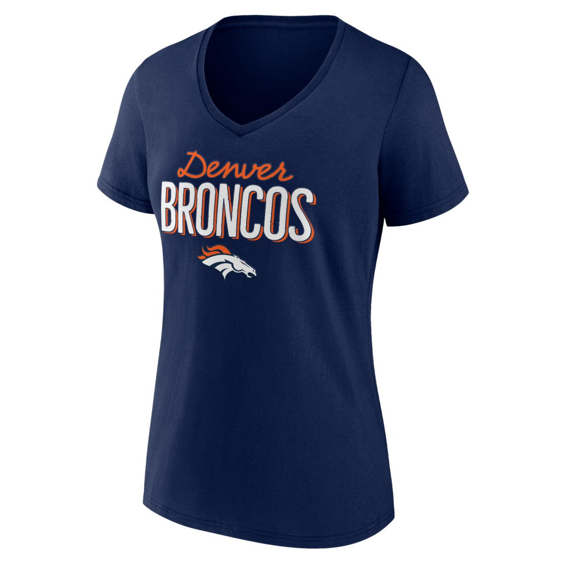 Denver Broncos Women's Nostalgia V-Neck T-Shirt Navy | NFL