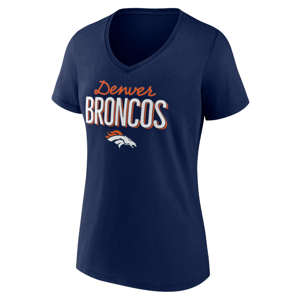 Denver Broncos Women's Nostalgia V-Neck T-Shirt Navy | NFL