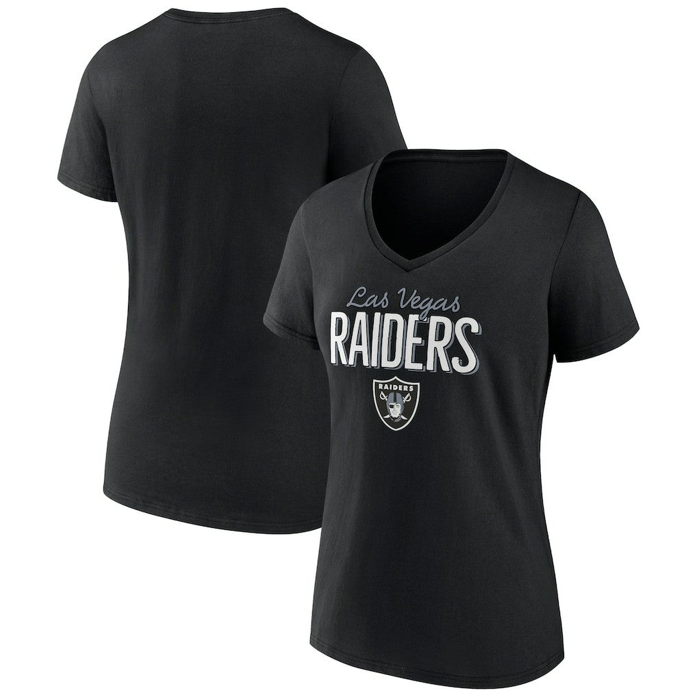 Las Vegas Raiders Women's Nostalgia V-Neck T-Shirt Black | NFL