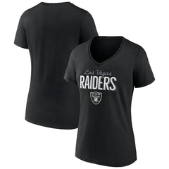 Las Vegas Raiders Women's Nostalgia V-Neck T-Shirt Black | NFL