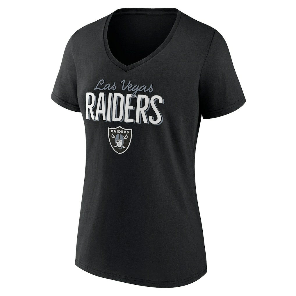 Las Vegas Raiders Women's Nostalgia V-Neck T-Shirt Black | NFL