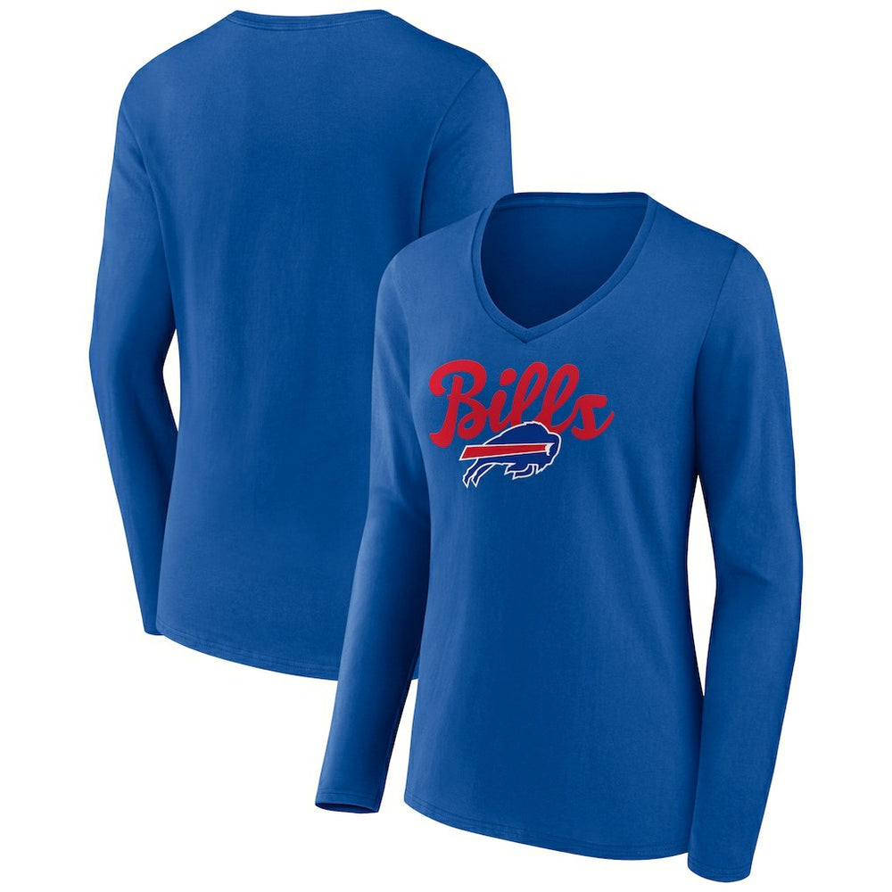 Buffalo Bills Women's Freehand Team Long Sleeve V-Neck T-Shirt Royal | NFL