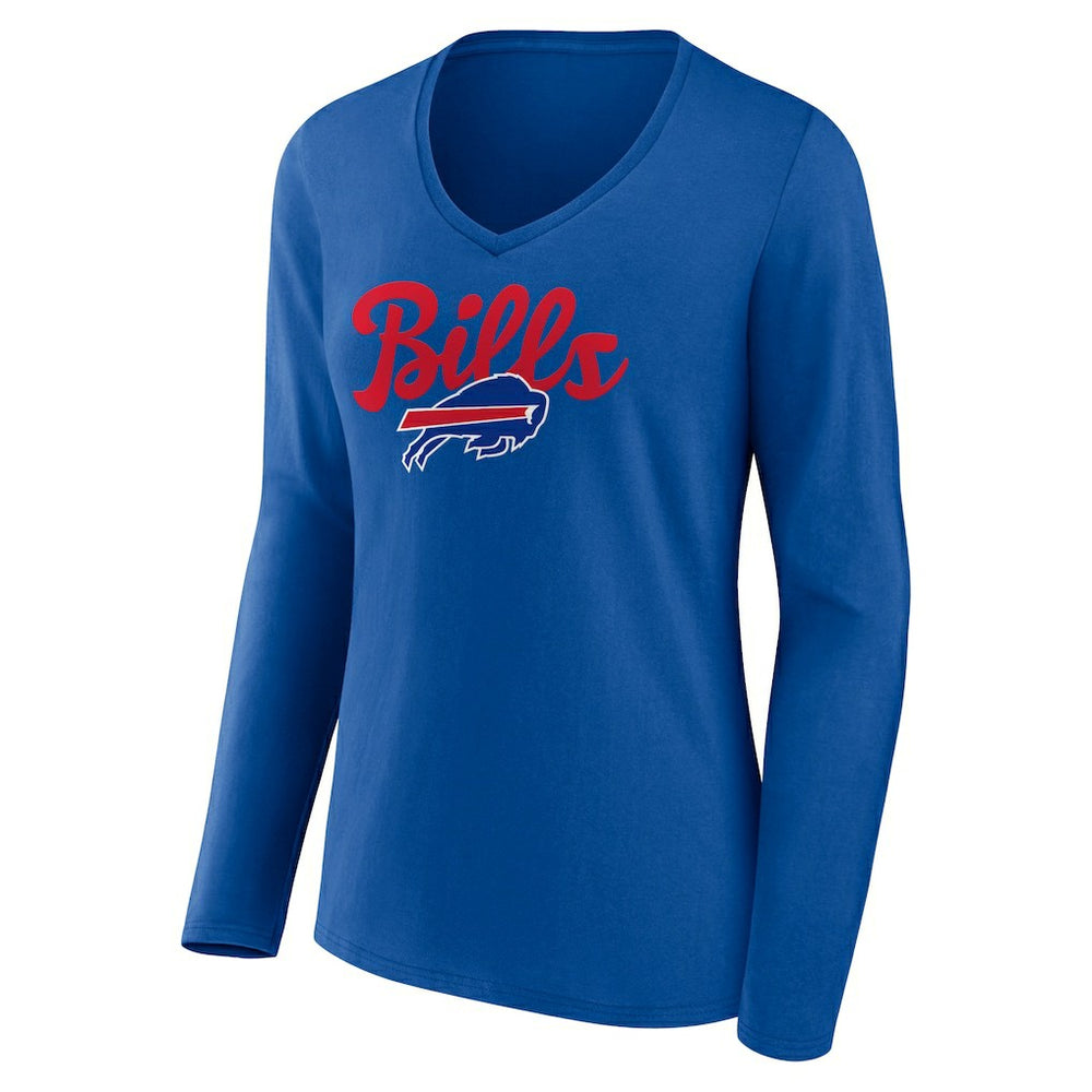 Buffalo Bills Women's Freehand Team Long Sleeve V-Neck T-Shirt Royal | NFL