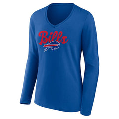 Buffalo Bills Women's Freehand Team Long Sleeve V-Neck T-Shirt Royal | NFL