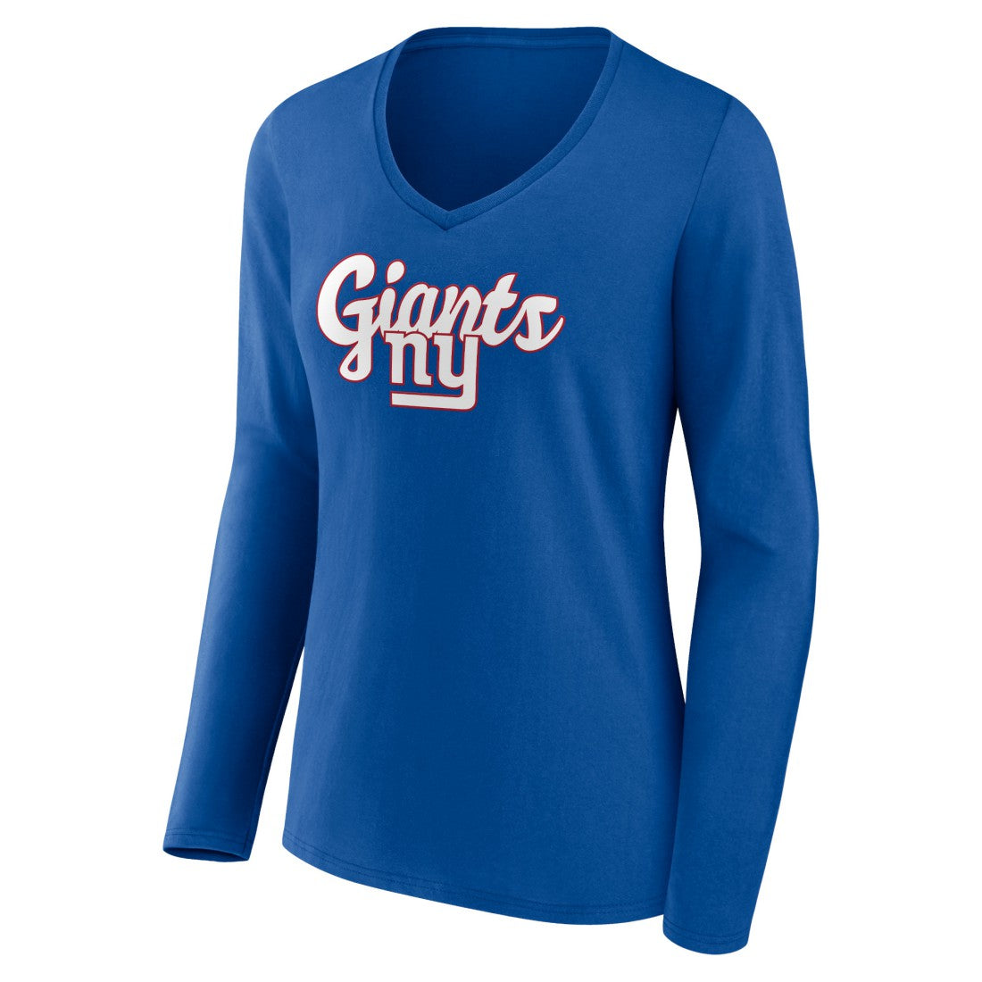 New York Giants Women's Freehand Team Long Sleeve V-Neck T-Shirt Royal | NFL