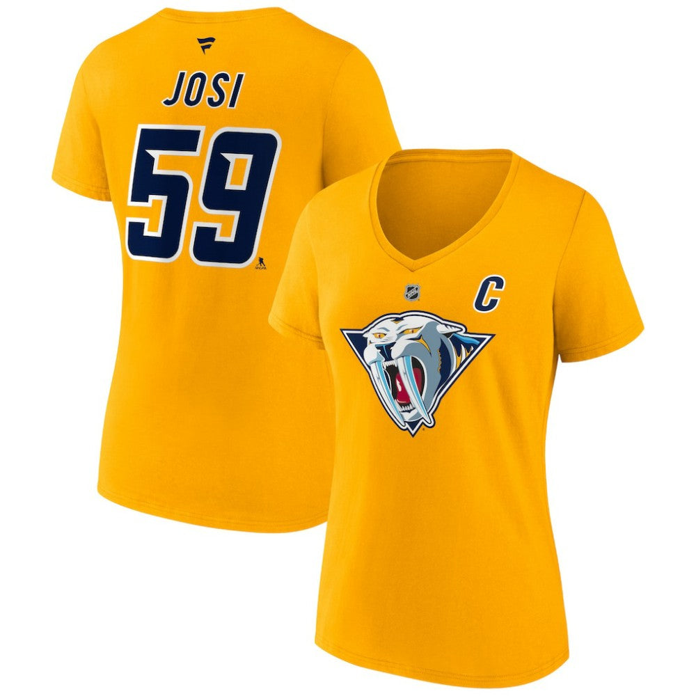 Roman Josi Nashville Predators Fanatics Women's Special Edition 2.0 Name & Number V-Neck T-Shirt - Yellow - NHL