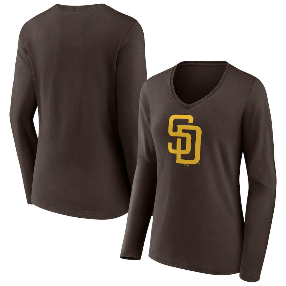 San Diego Padres Women's Team Logo Long Sleeve V-Neck T-Shirt - MLB