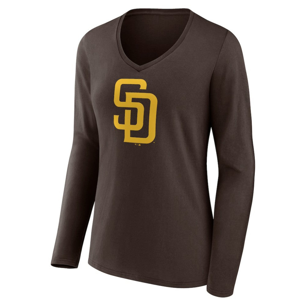 San Diego Padres Women's Team Logo Long Sleeve V-Neck T-Shirt - MLB