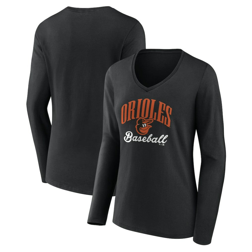 Baltimore Orioles Women's Victory Script Long Sleeve V-Neck T-Shirt - MLB