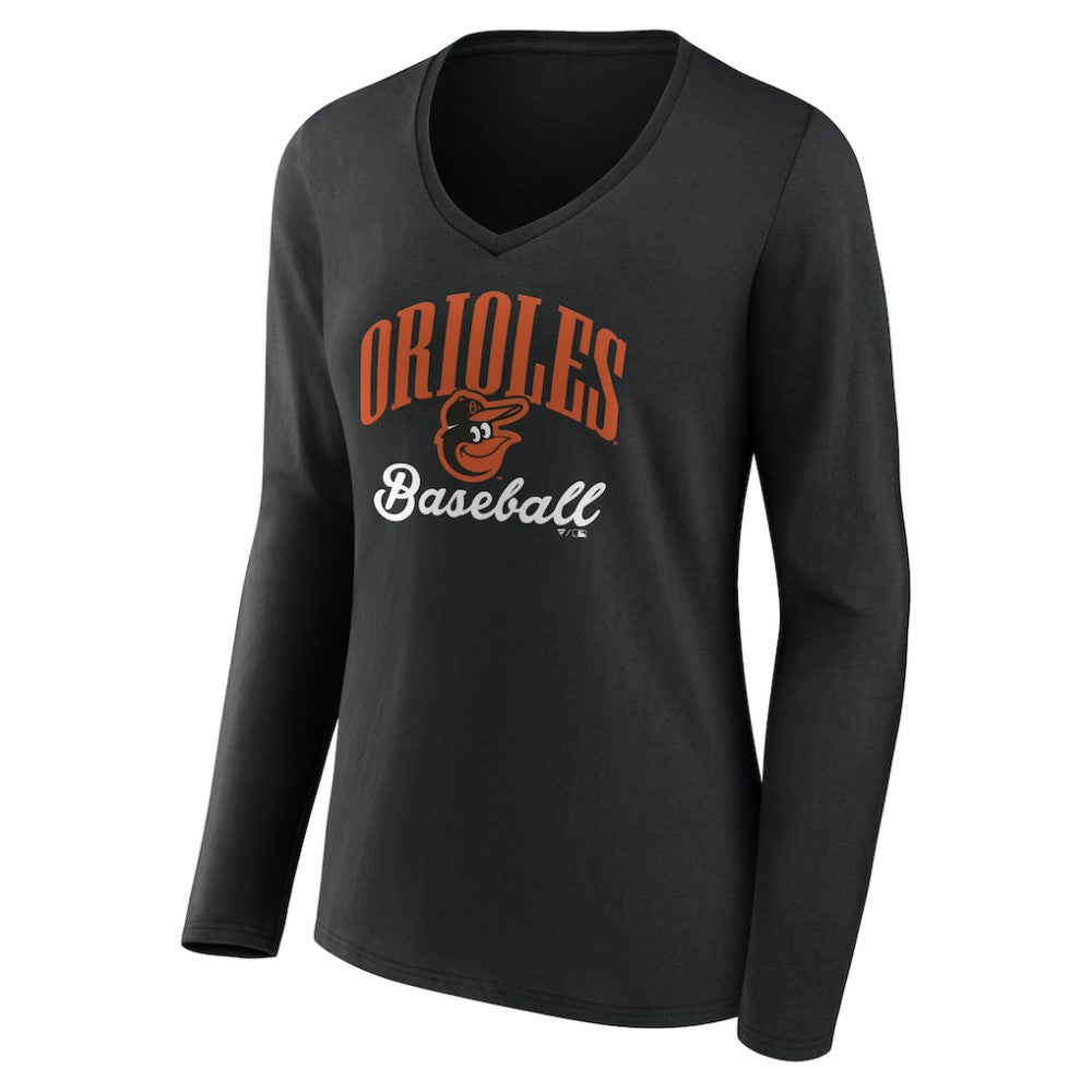 Baltimore Orioles Women's Victory Script Long Sleeve V-Neck T-Shirt - MLB