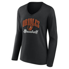 Baltimore Orioles Women's Victory Script Long Sleeve V-Neck T-Shirt - MLB