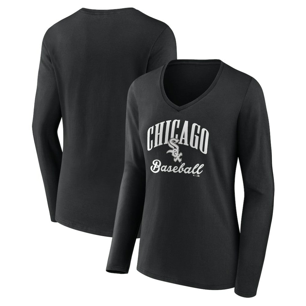 Chicago White Sox Women's Victory Script Long Sleeve V-Neck T-Shirt - MLB