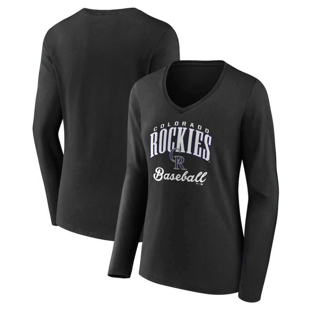 Colorado Rockies Women's Victory Script Long Sleeve V-Neck T-Shirt - MLB