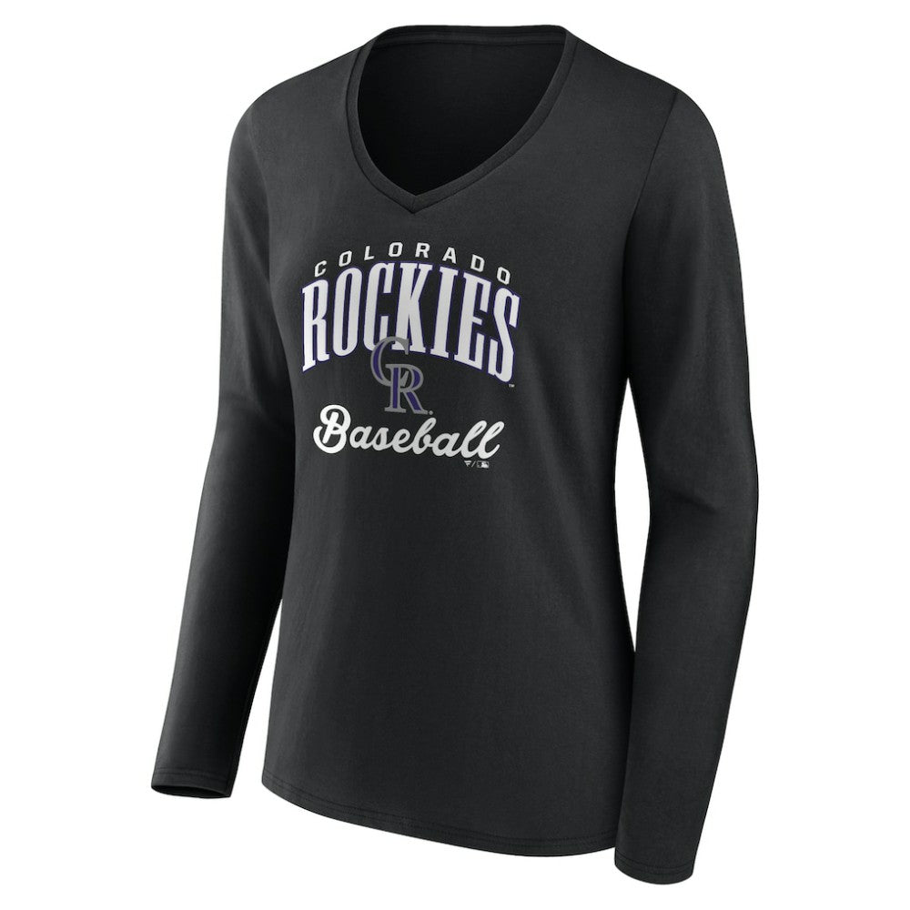 Colorado Rockies Women's Victory Script Long Sleeve V-Neck T-Shirt - MLB