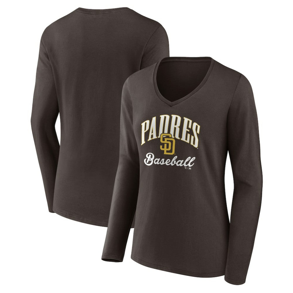 San Diego Padres Women's Victory Script Long Sleeve V-Neck T-Shirt - MLB