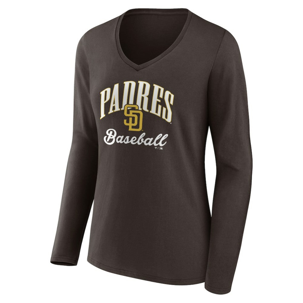 San Diego Padres Women's Victory Script Long Sleeve V-Neck T-Shirt - MLB