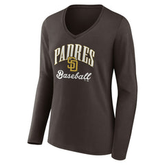 San Diego Padres Women's Victory Script Long Sleeve V-Neck T-Shirt - MLB