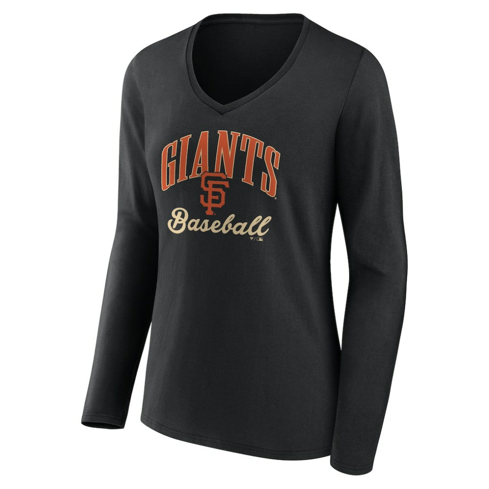 San Francisco Giants Women's Victory Script Long Sleeve V-Neck T-Shirt - MLB