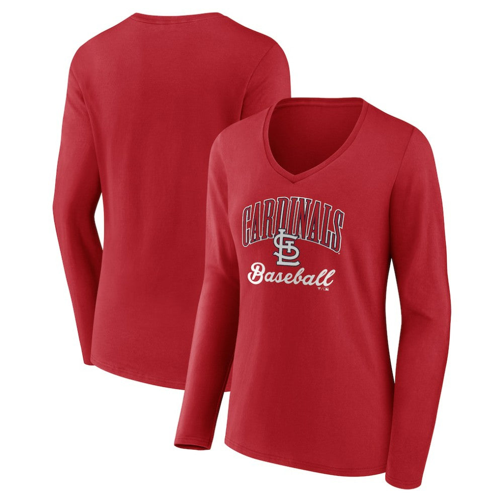 St. Louis Cardinals Women's Victory Script Long Sleeve V-Neck T-Shirt - MLB