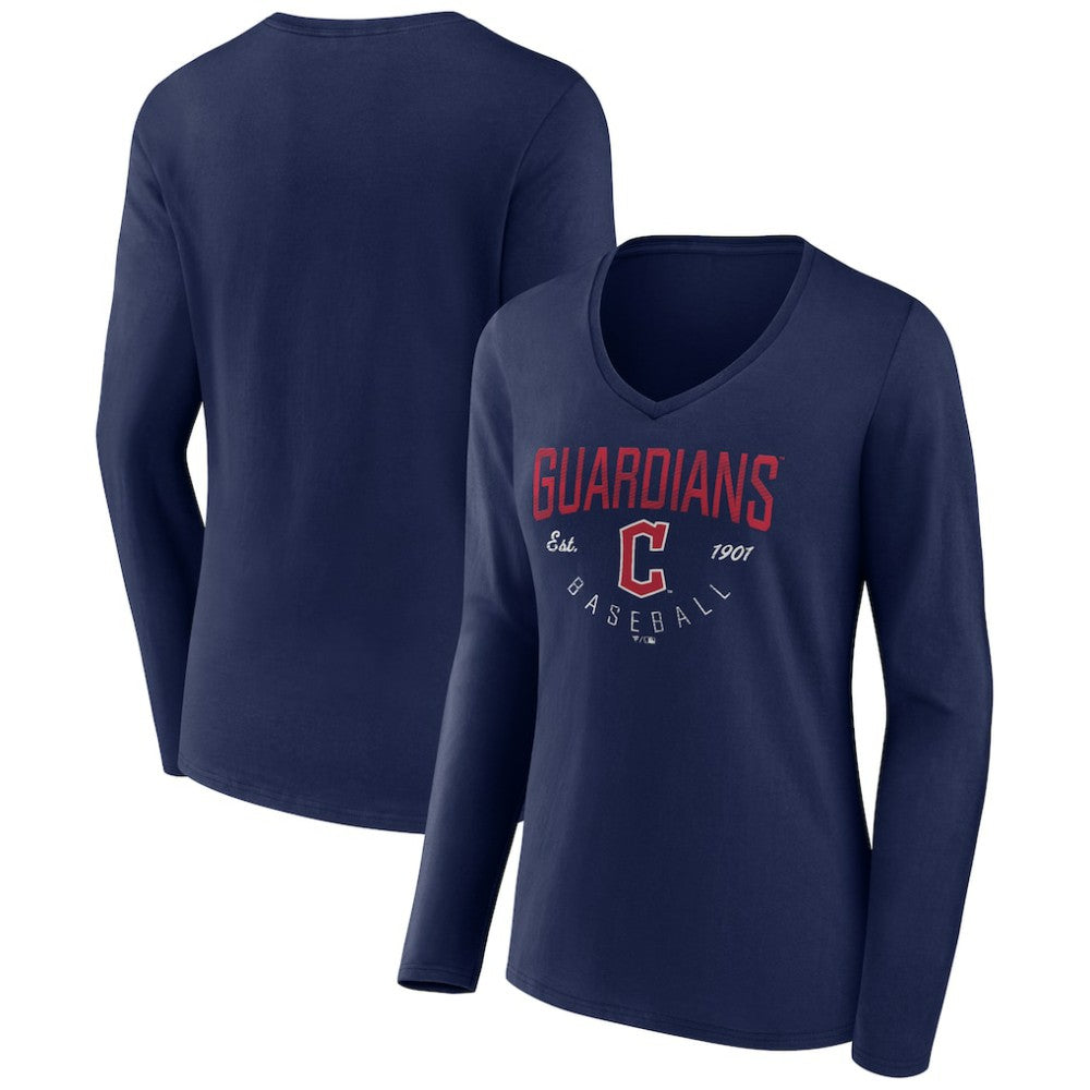 Cleveland Guardians Women's Live For It Long Sleeve Long Sleeve V-Neck T-Shirt - MLB