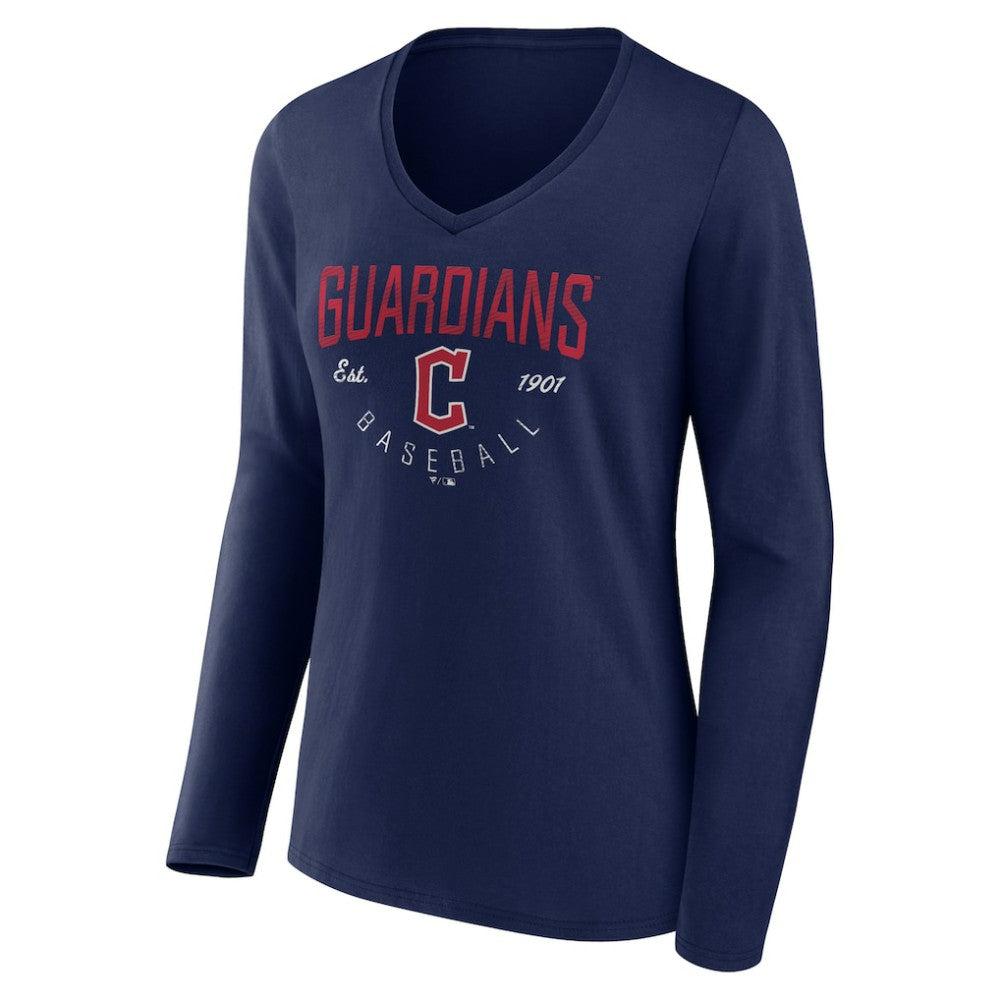 Cleveland Guardians Women's Live For It Long Sleeve Long Sleeve V-Neck T-Shirt - MLB