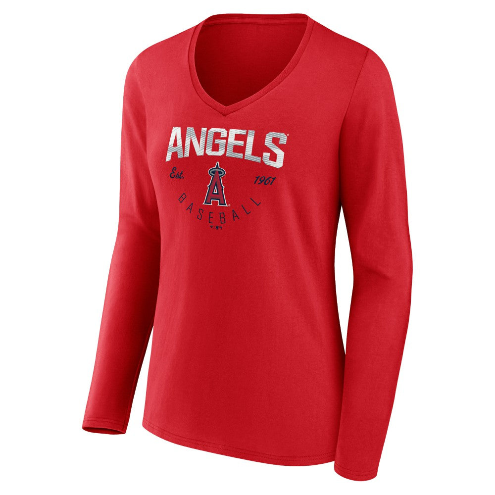 Los Angeles Angels Women's Live For It Long Sleeve Long Sleeve V-Neck T-Shirt - MLB