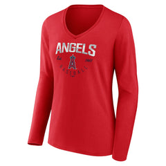 Los Angeles Angels Women's Live For It Long Sleeve Long Sleeve V-Neck T-Shirt - MLB