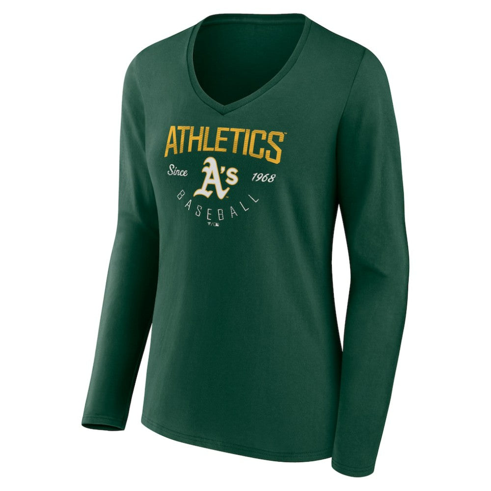 Athletics Women's Live For It Long Sleeve Long Sleeve V-Neck T-Shirt - MLB