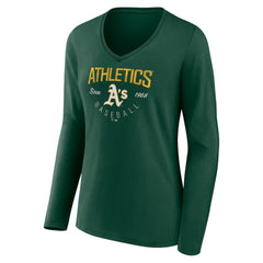 Athletics Women's Live For It Long Sleeve Long Sleeve V-Neck T-Shirt - MLB