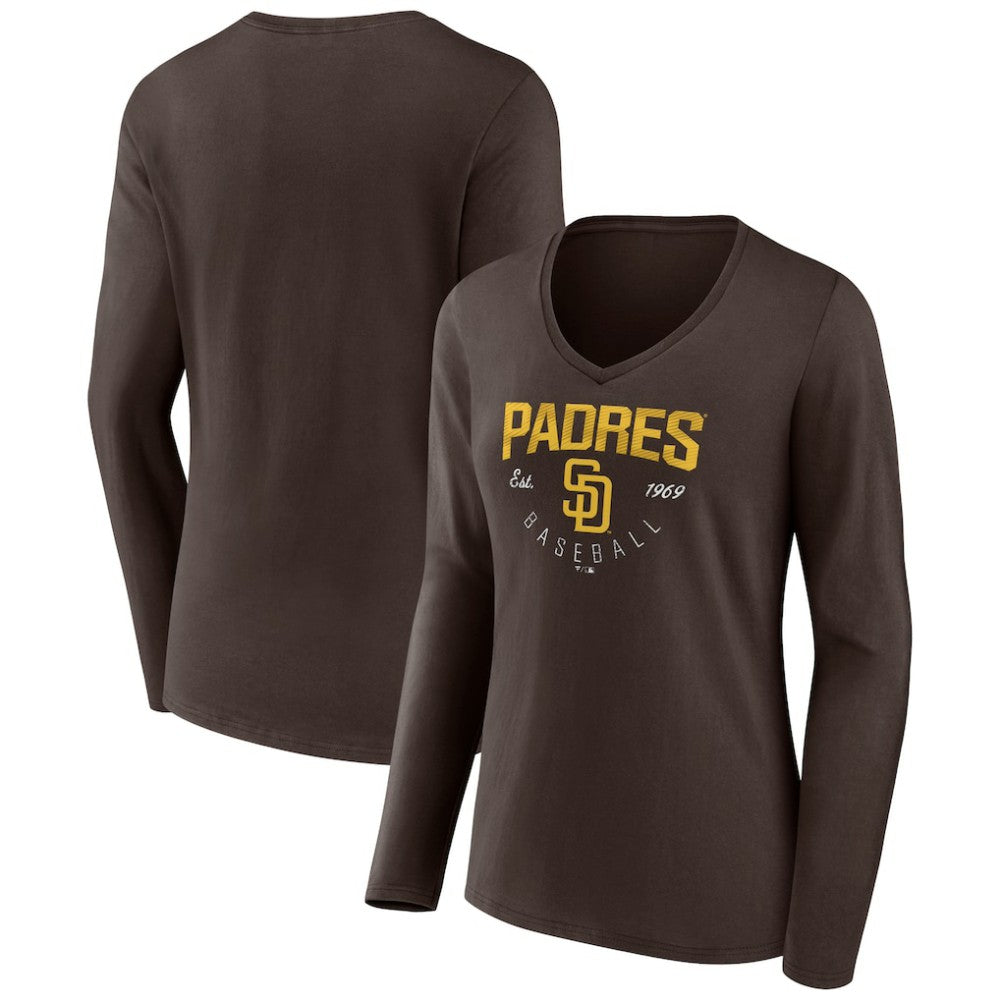 San Diego Padres Women's Live For It Long Sleeve Long Sleeve V-Neck T-Shirt - MLB
