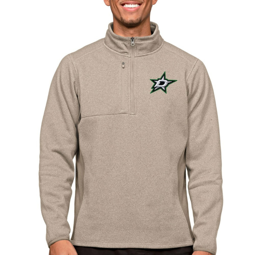 Dallas Stars Antigua Course Quarter-Zip Pullover Top - Oatmeal - NHL