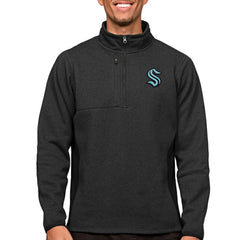 Seattle Kraken Antigua Course Quarter-Zip Pullover Top - Heather Black - NHL