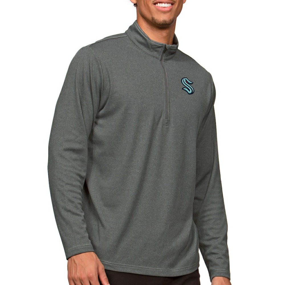 Seattle Kraken Antigua Epic Quarter-Zip Pullover Top - Heather Charcoal - NHL