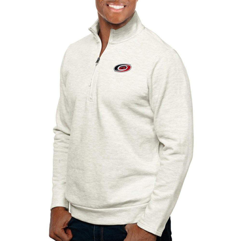 Carolina Hurricanes Antigua Gambit Quarter-Zip Pullover Top - Oatmeal - NHL