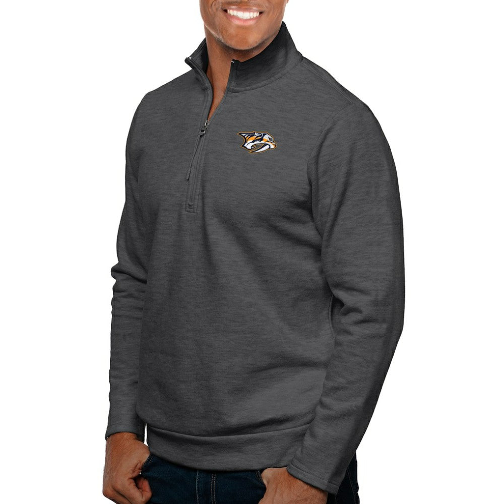 Nashville Predators Antigua Gambit Quarter-Zip Pullover Top - Charcoal - NHL