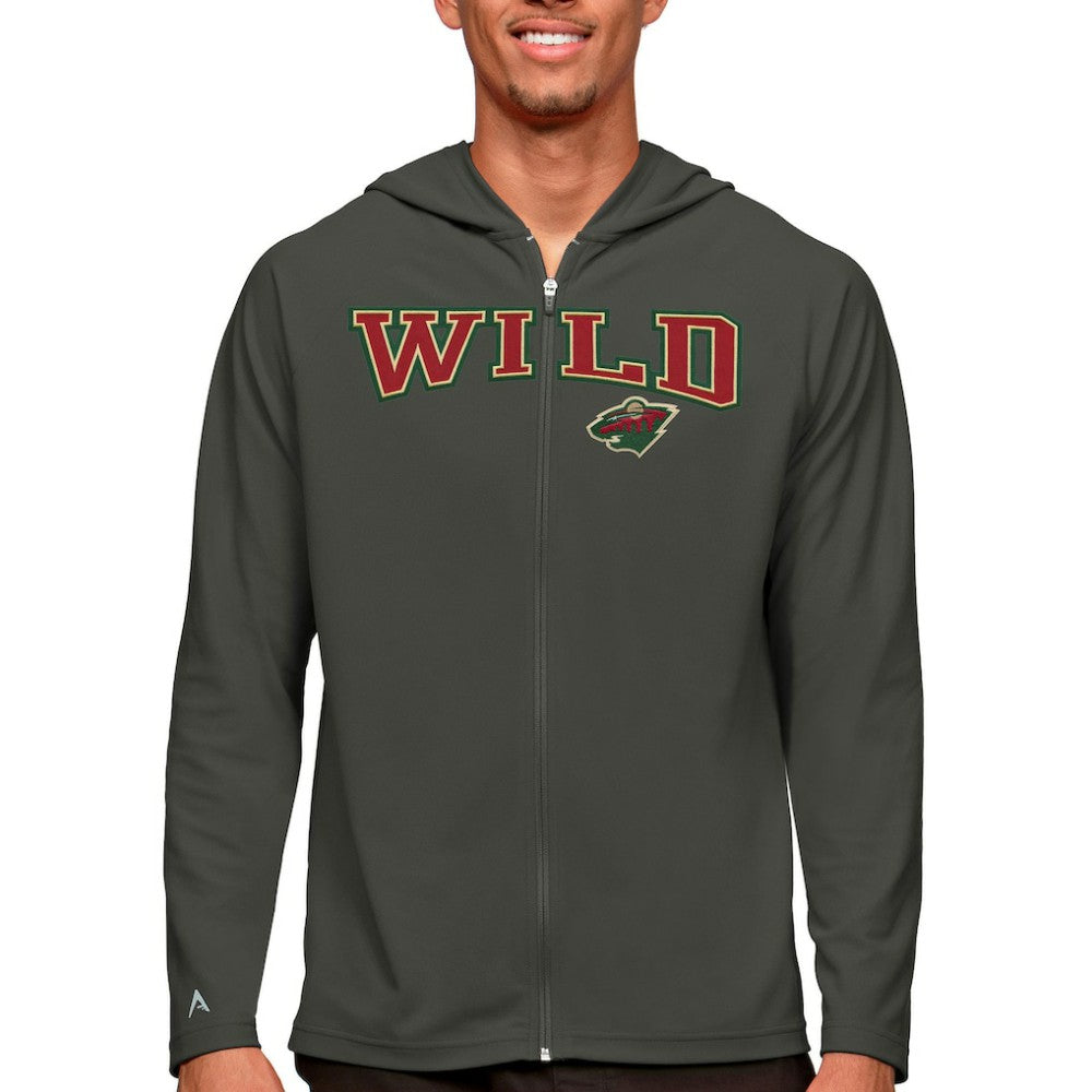 Minnesota Wild Antigua Legacy Full-Zip Hoodie - Charcoal - NHL