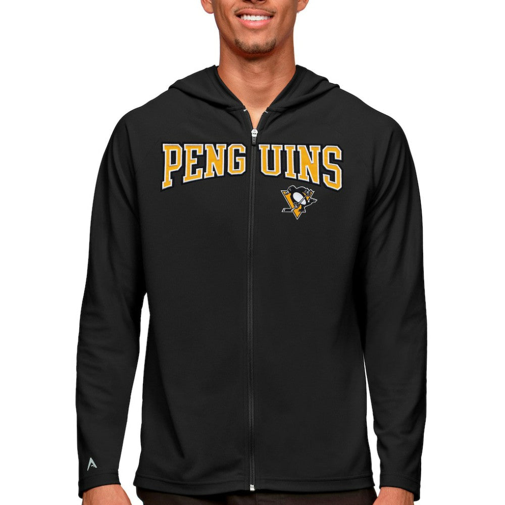 Pittsburgh Penguins Antigua Legacy Full-Zip Hoodie - Black - NHL