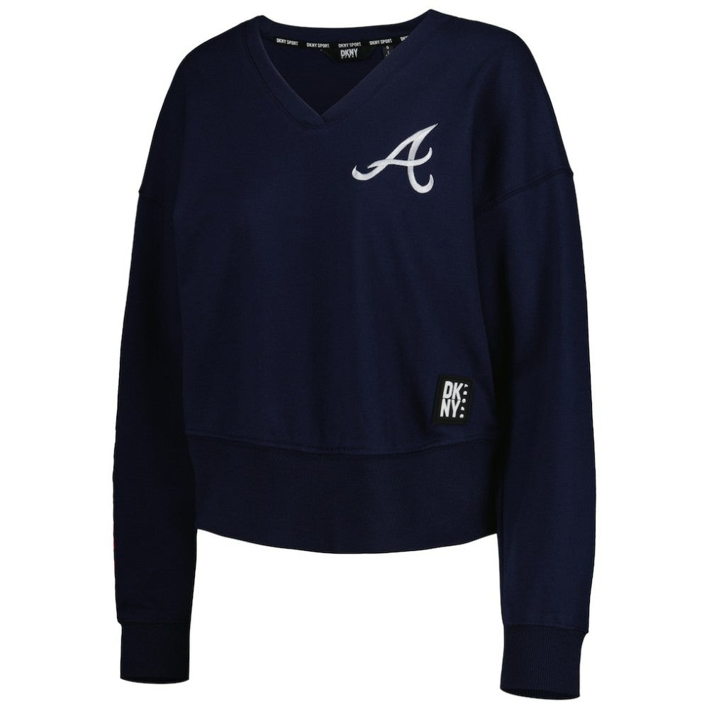 Atlanta Braves DKNY Sport Women's Lily V-Neck Pullover Sweatshirt - MLB