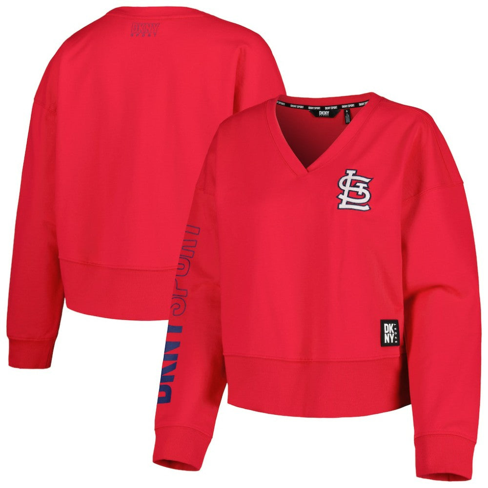 St. Louis Cardinals DKNY Sport Women's Lily V-Neck Pullover Sweatshirt - MLB