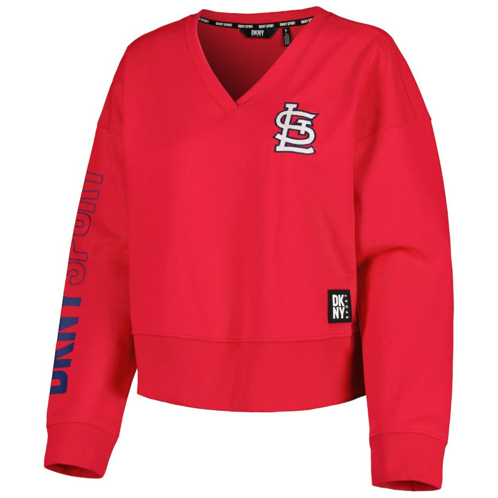 St. Louis Cardinals DKNY Sport Women's Lily V-Neck Pullover Sweatshirt - MLB