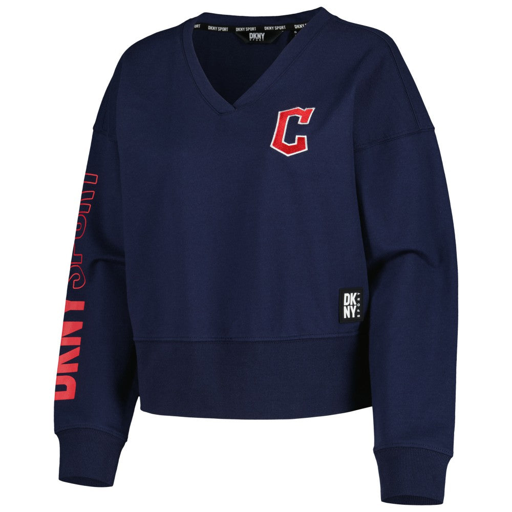 Cleveland Guardians DKNY Sport Women's Lily V-Neck Pullover Sweatshirt - MLB