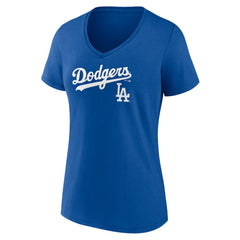 Los Angeles Dodgers Women's Lockup V-Neck T-Shirt - MLB
