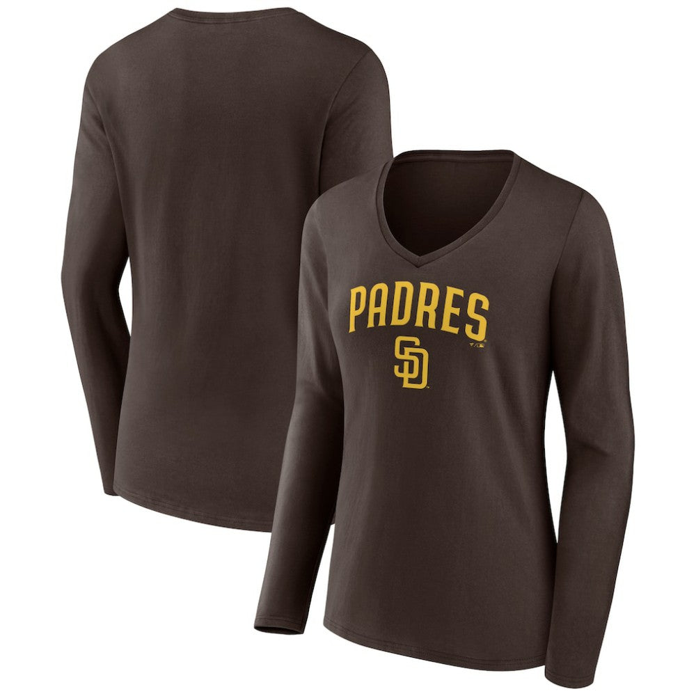 San Diego Padres Women's Team Lockup Long Sleeve V-Neck T-Shirt - MLB