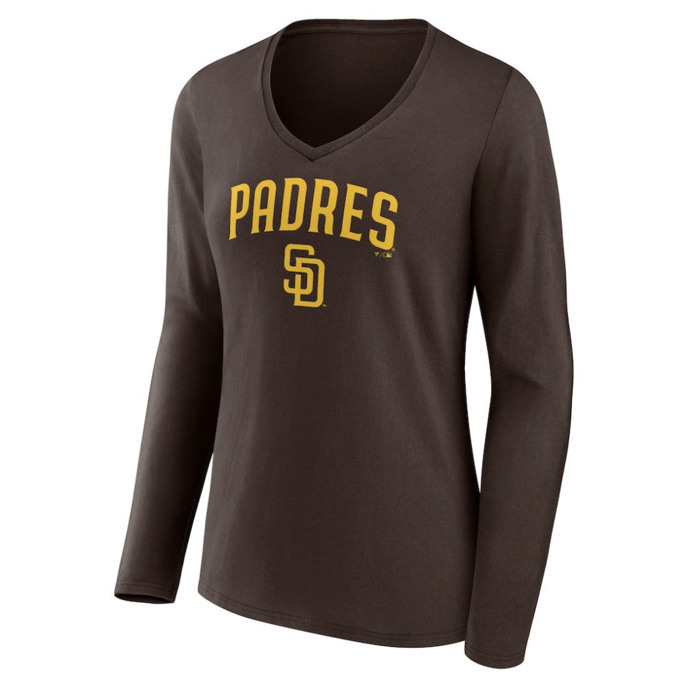 San Diego Padres Women's Team Lockup Long Sleeve V-Neck T-Shirt - MLB