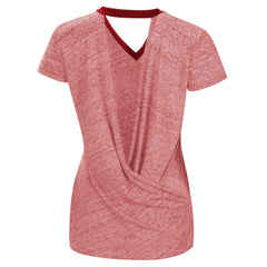 Los Angeles Angels Touch Women's Halftime Back Wrap Top V-Neck T-Shirt - MLB