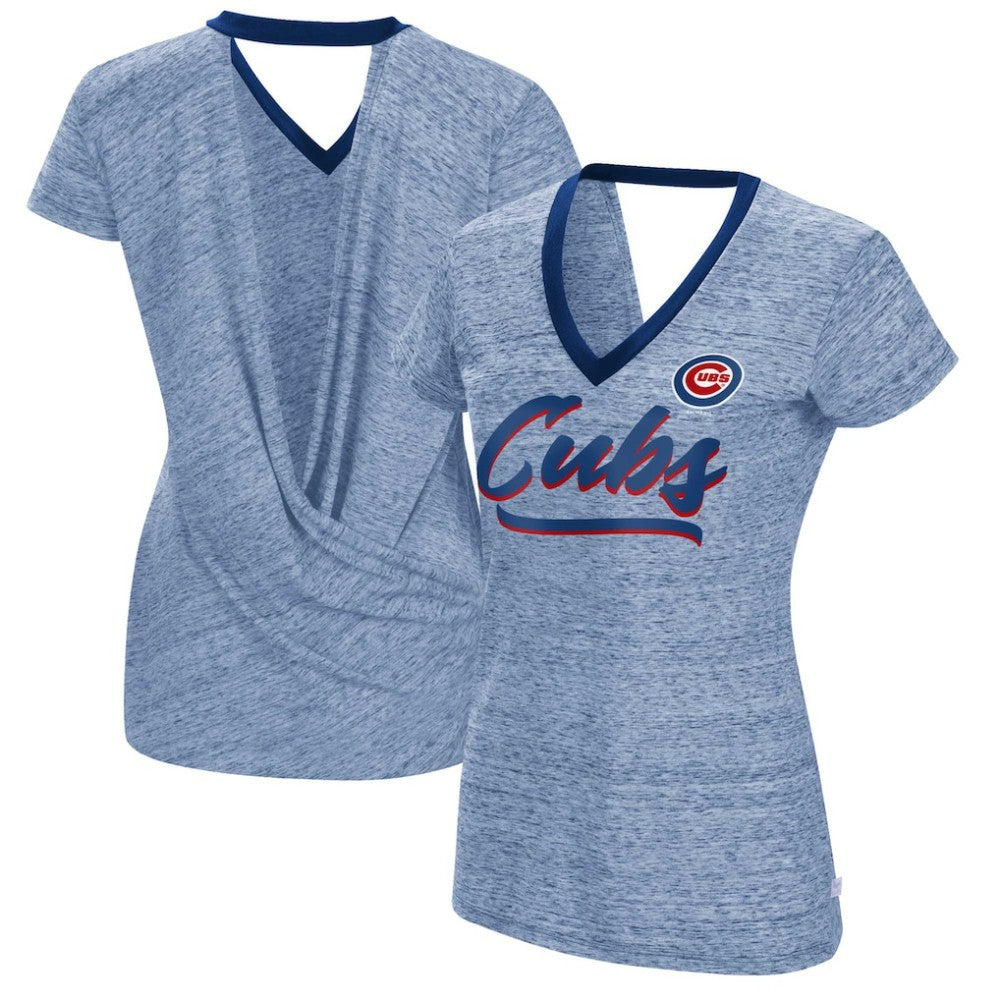 Chicago Cubs Touch Women's Halftime Back Wrap Top V-Neck T-Shirt - MLB