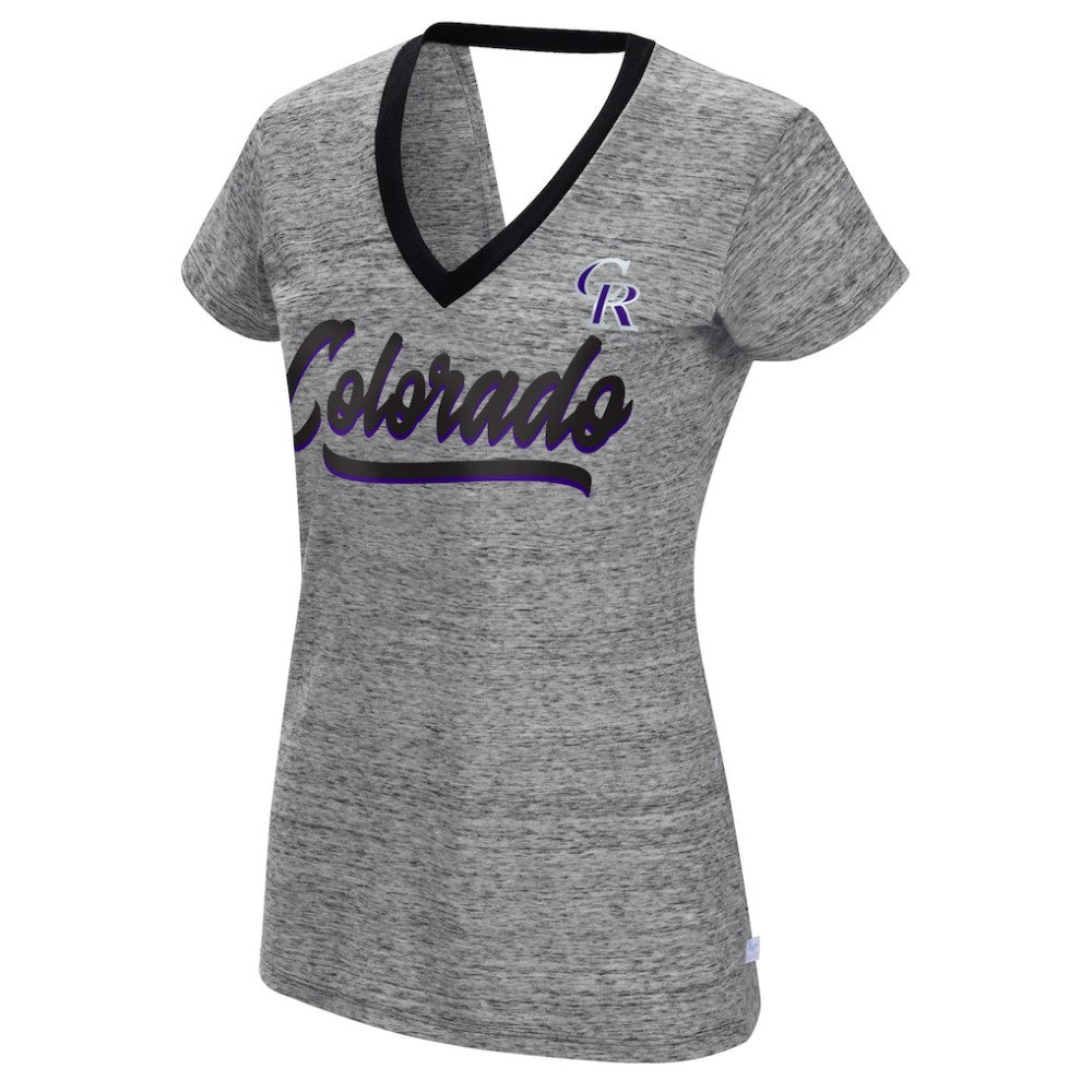Colorado Rockies Touch Women's Halftime Back Wrap Top V-Neck T-Shirt - MLB