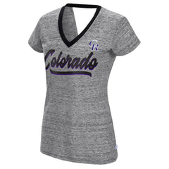 Colorado Rockies Touch Women's Halftime Back Wrap Top V-Neck T-Shirt - MLB