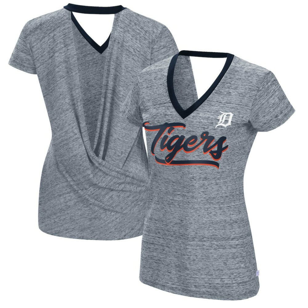 Detroit Tigers Touch Women's Halftime Back Wrap Top V-Neck T-Shirt - MLB