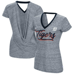 Detroit Tigers Touch Women's Halftime Back Wrap Top V-Neck T-Shirt - MLB